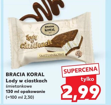 Bracia Koral Lody w ciastkach śmietankowe 130 ml