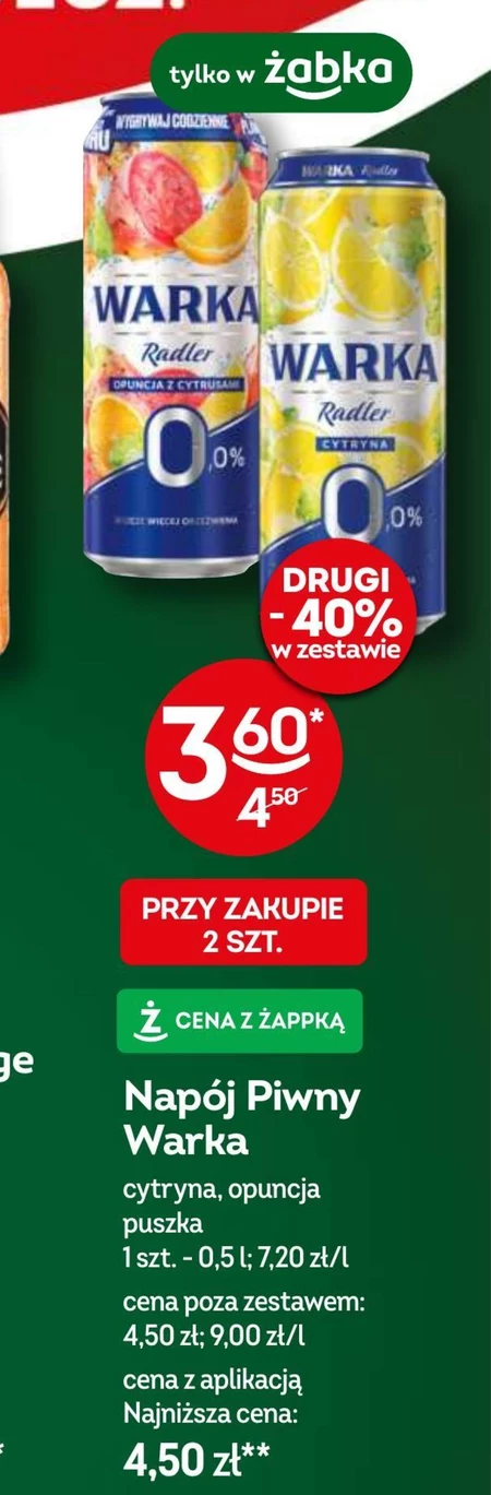 Warka Radler Mix piwa 0 % i lemoniady cytryna 500 ml