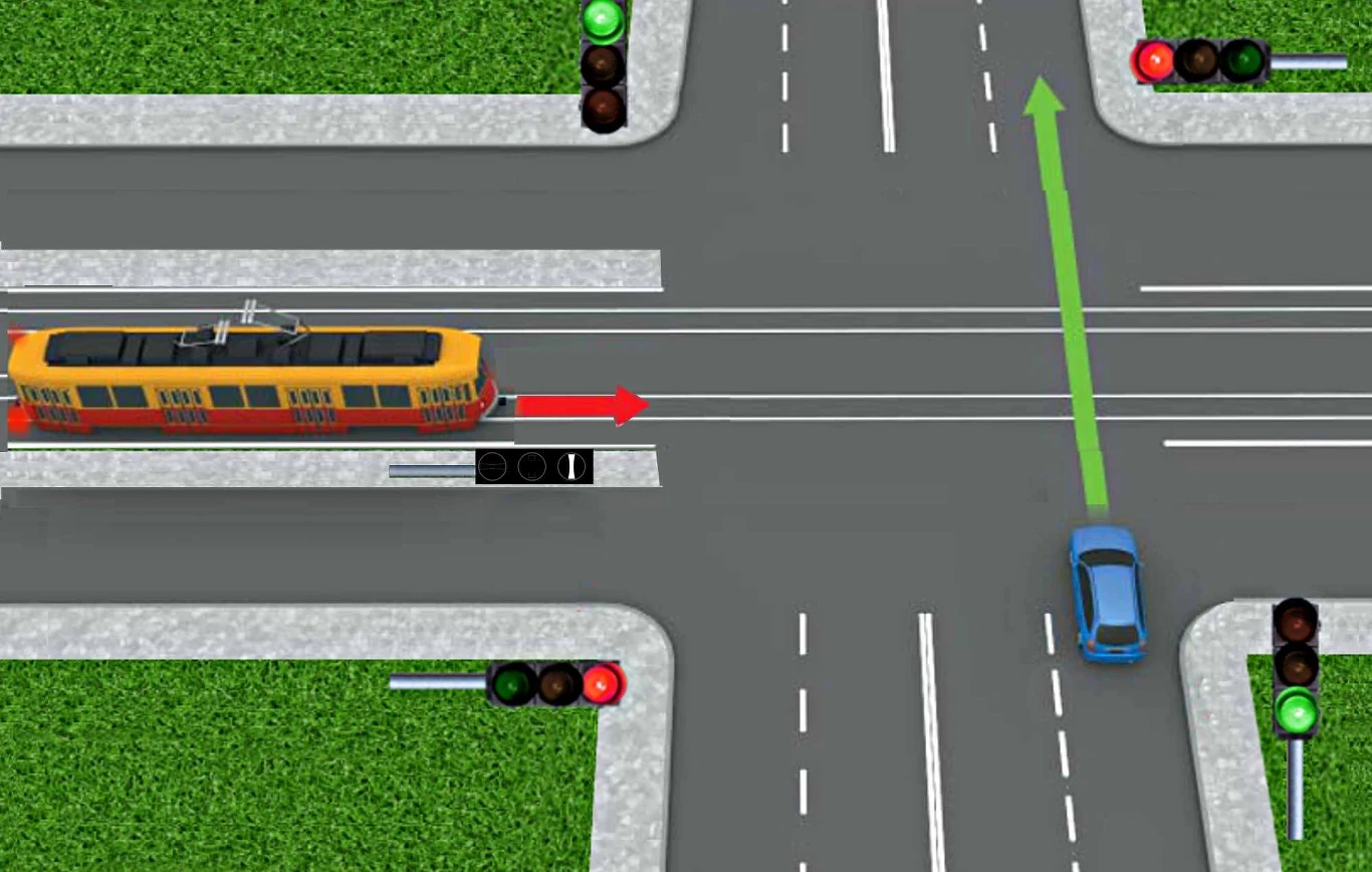 Tramwaje zwykle korzystają na skrzyżowaniach z odrębnej sygnalizacji 
