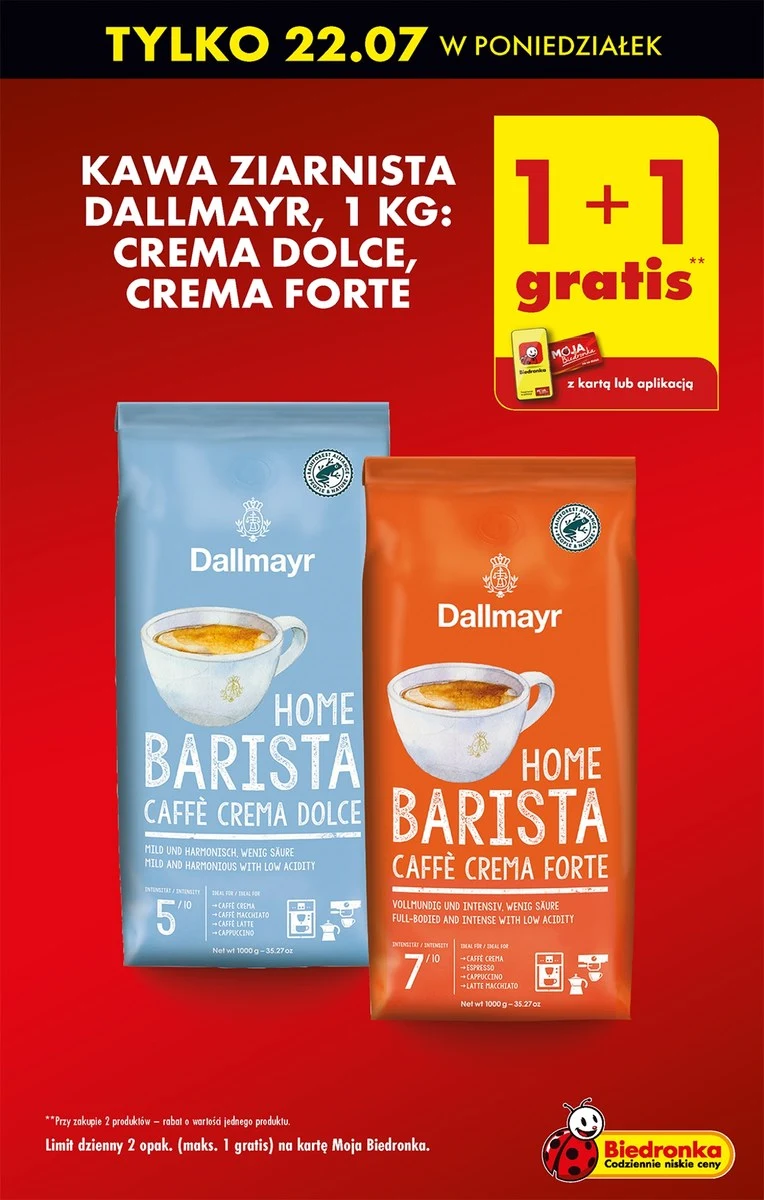 Kawa ziarnista Dallmayr za darmo w Biedronce! Kawa ziarnista Dallmayr za darmo w Biedronce!
