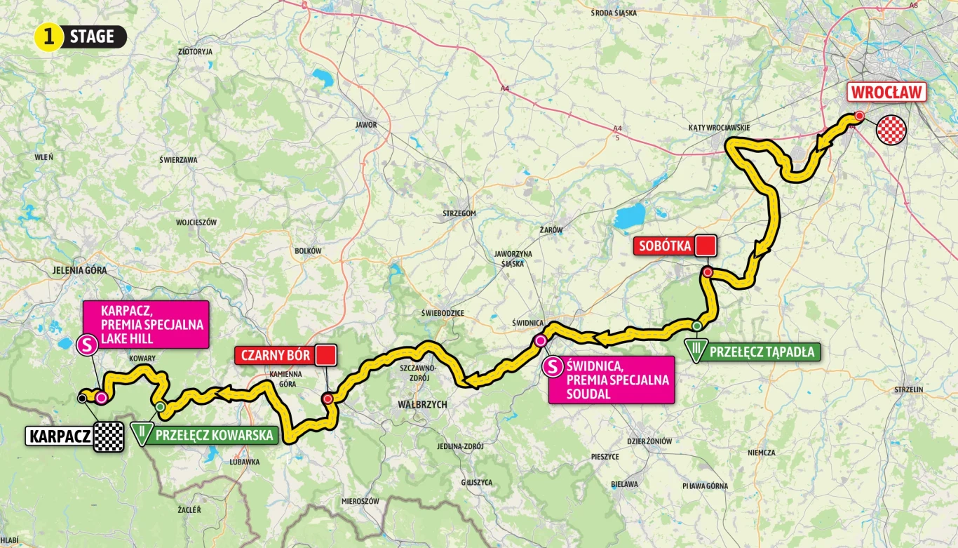 Mapa 1. etapu Tour de Pologne Mapa 1. etapu Tour de Pologne