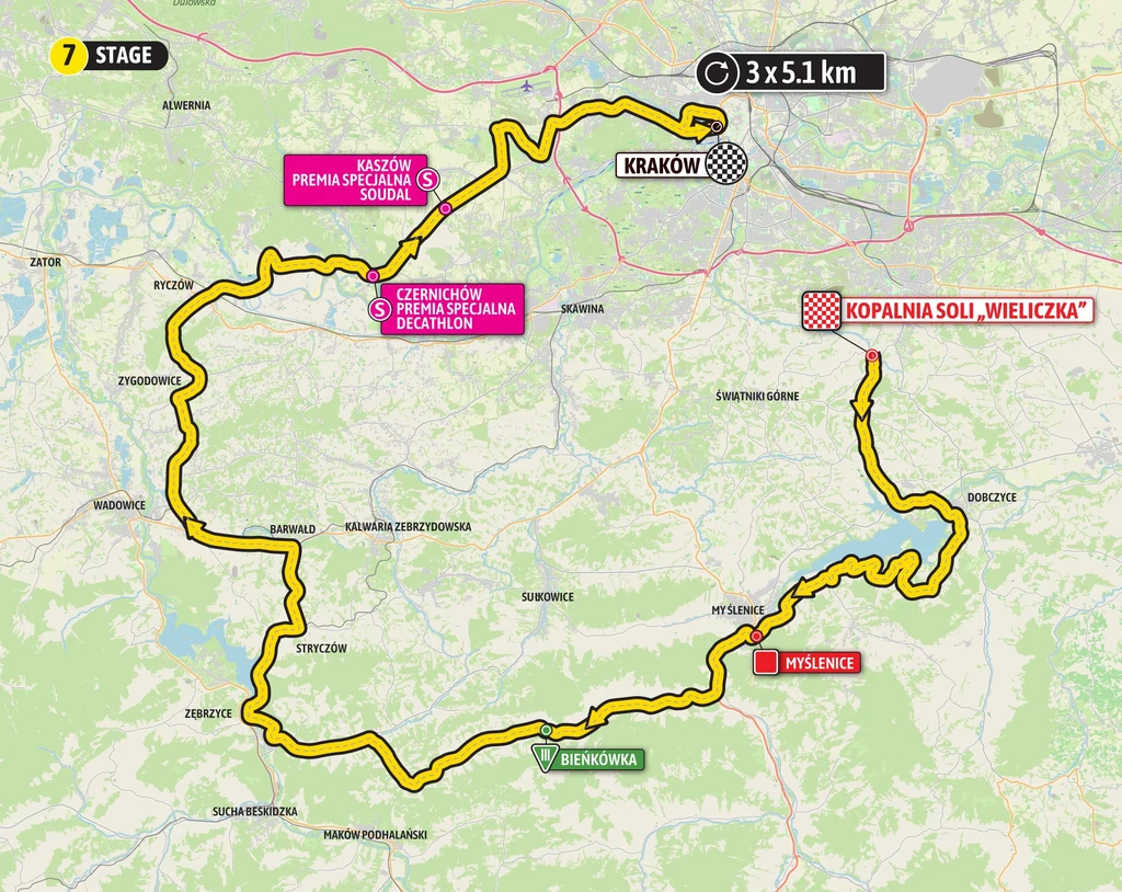 Mapa 7. etapu Tour de Pologne