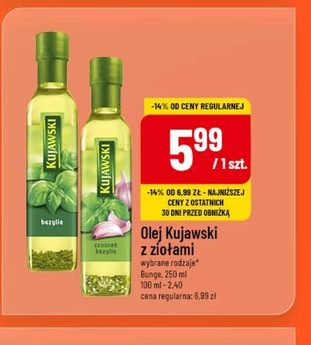 Kujawski Olej rzepakowy z pierwszego tłoczenia z czosnkiem i bazylią 250 ml