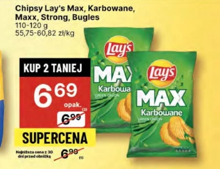 Lay's Max Chipsy ziemniaczane karbowane o smaku zielonej cebulki 120 g