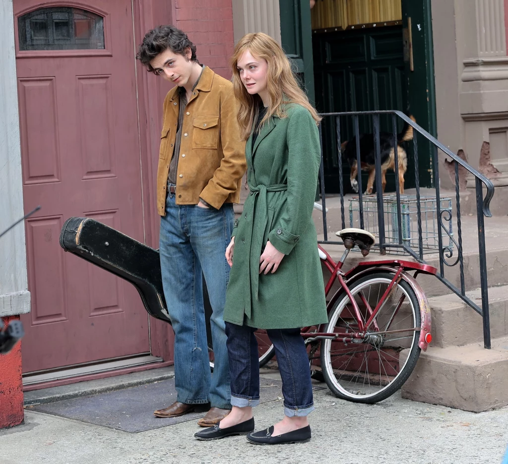 Timothee Chalamet i Elle Fanning na planie "A Complete Unknown"