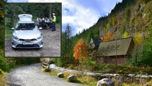Turysta z Kuwejtu wraz z rodziną wjechał samochodem do Doliny Chochołowskiej. Policja ukarała go mandatem. Źródło: Albin Marciniak/East News, Facebook @Policja Zakopane