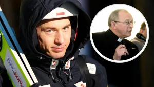 Na zdjęciu polski skoczek narciarski Kamil Stoch oraz ksiądz Edward Pleń