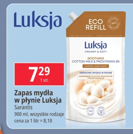 Luksja Creamy & Soft Kremowe mydło w płynie łagodzące mleczko bawełniane i prowitamina B5 900 ml