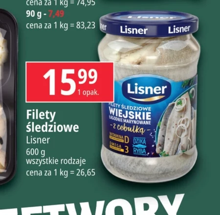 Lisner Śledź atlantycki Wiejskie filety z cebulką 600 g