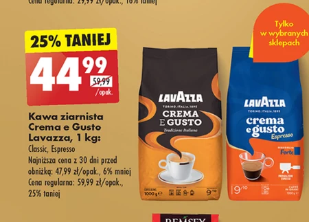Lavazza Crema E Gusto Espresso Kawa ziarnista palona 1000 g