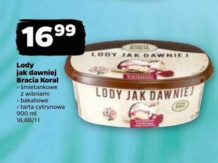 Bracia Koral Jak dawniej Lody śmietanka & wiśnia 900 ml