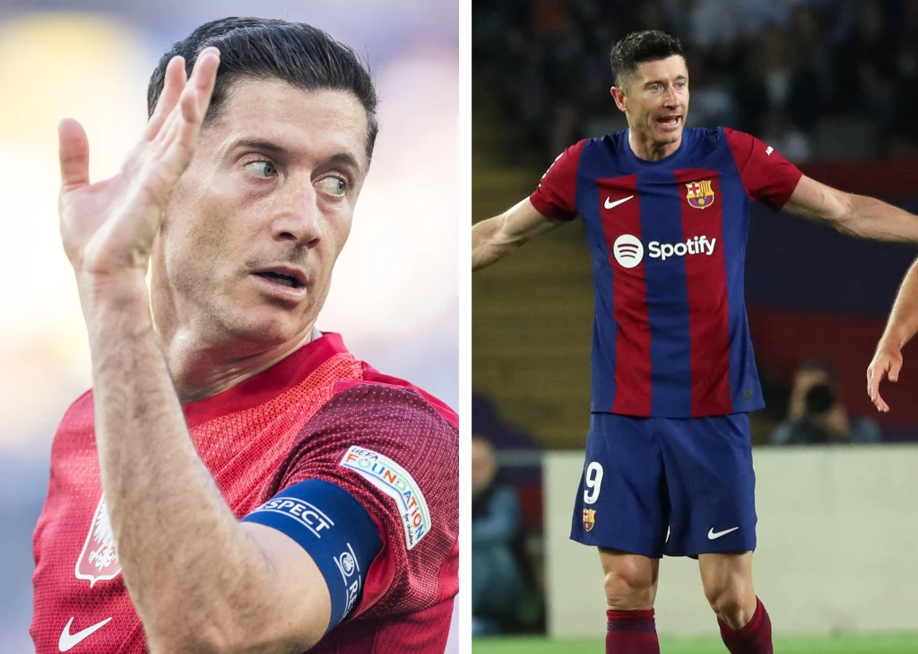 Robert Lewandowski w barwach reprezentacji Polski oraz FC Barcelona Robert Lewandowski w barwach reprezentacji Polski oraz FC Barcelona
