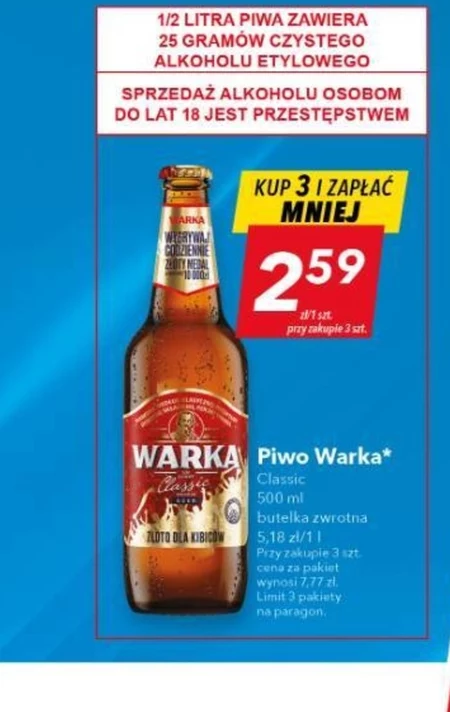 Warka Classic Piwo jasne 500 ml