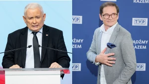 Prezes Prawa i Sprawiedliwości Jarosław Kaczyński oraz Przemysław Babiarz