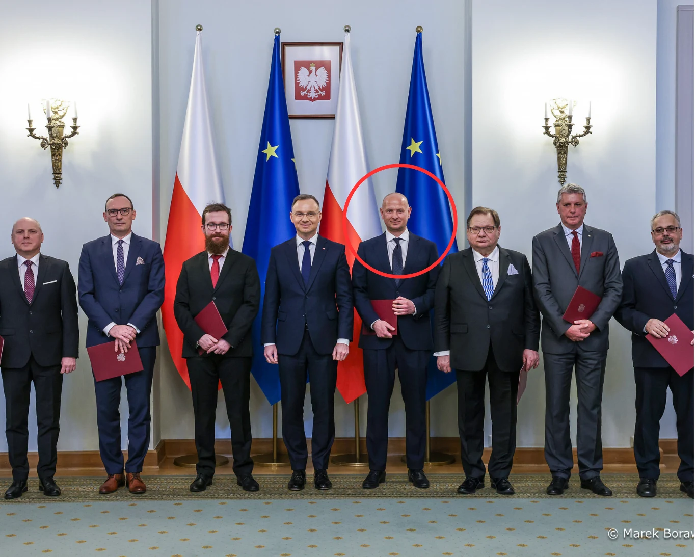 Członkowie PKW, którzy odebrali nominacje z rąk prezydenta Andrzeja Dudy