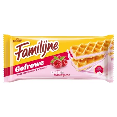 Familijne Wafle przekładane kremem o smaku maliny z mascarpone 140 g - 0