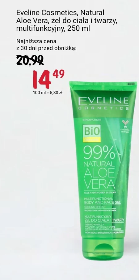 99% Natural Aloe Vera Multifunkcyjny żel do ciała i twarzy