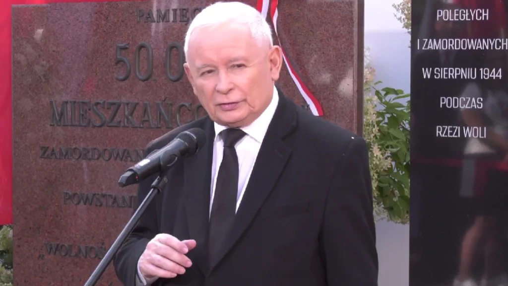 Prezes PiS Jarosław KAczyński podczas obchodów 80. rocznicy Powstania Warszawskiego