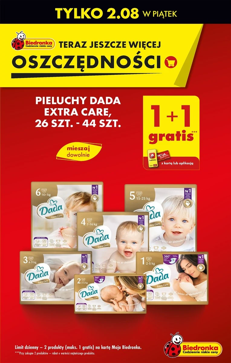 Pieluszki Dada 1+1 gratis! 
