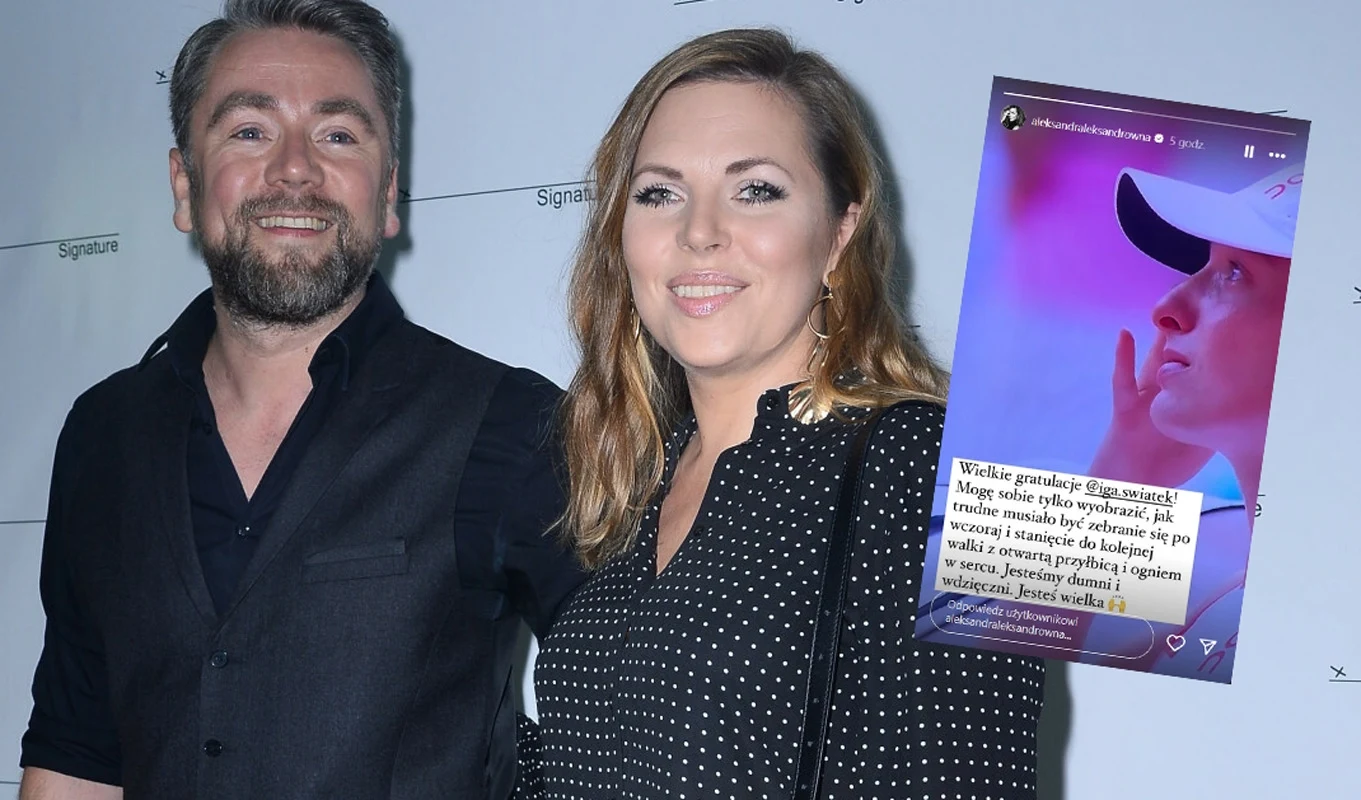 Kuba Badach i Aleksandra Kwaśniewska cieszą się z wygranej Świątek /https://www.instagram.com/aleksandraleksandrowna/?hl=pl/