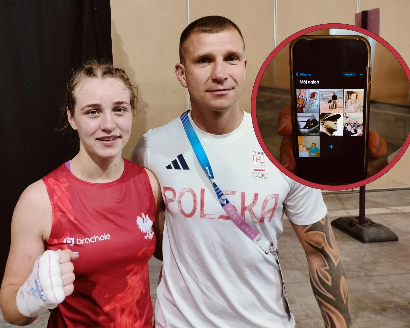 Tomasz Dylak i Julia Szeremeta. W ramce inspiracja trenera, którą ma w telefonie