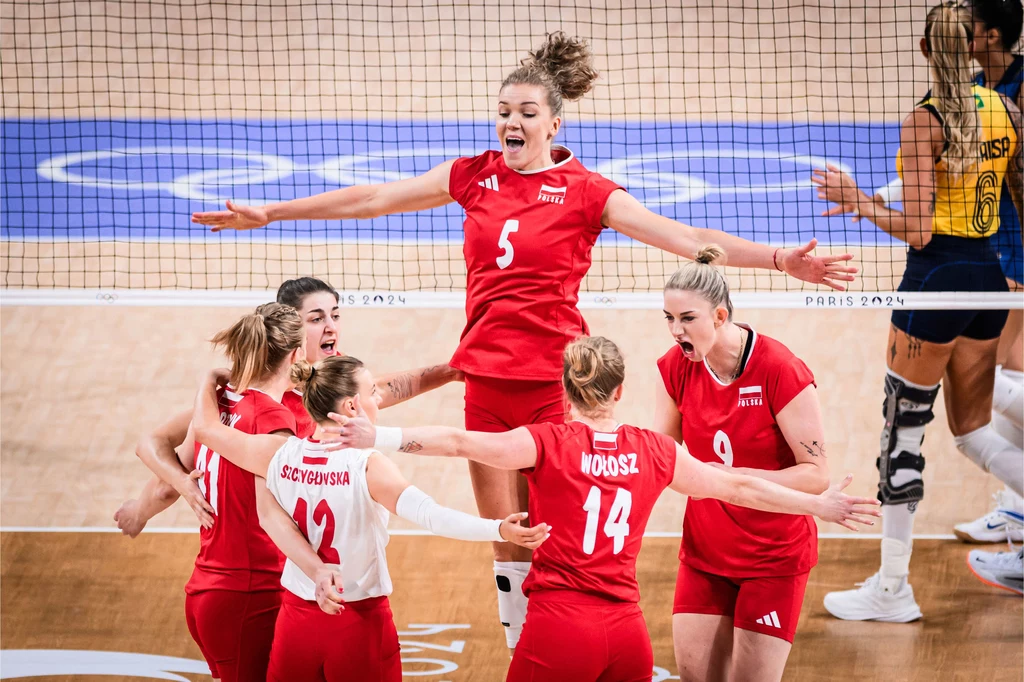 Polskie siatkarki w czasie meczu Polska - Brazylia Polskie siatkarki w czasie meczu Polska - Brazylia