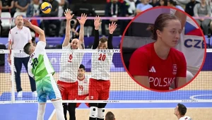 Iga Świątek z wysokości trybun ogląda mecz Polaków ze Słoweńcami