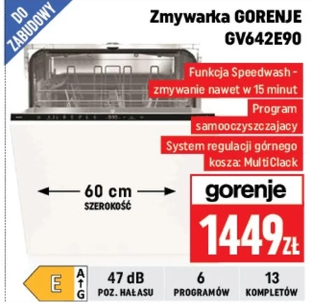 Zmywarka do zabudowy Gorenje