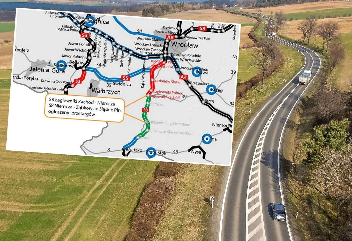 Nowy odcinek drogi S8 Niemcza - Ząbkowice Śląskie Nowy odcinek drogi S8 Niemcza - Ząbkowice Śląskie