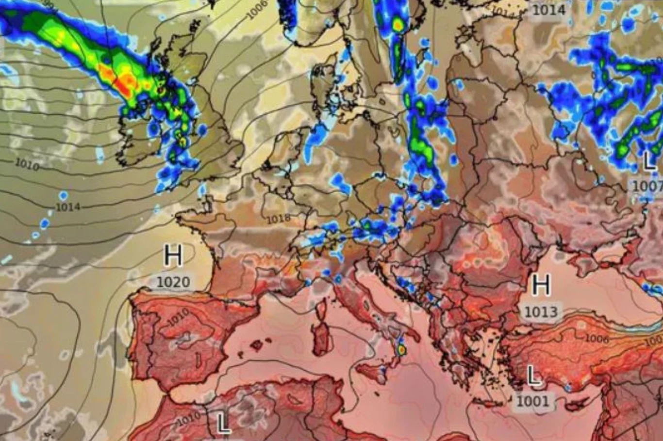 Nad Polskę nadciągnie frontu burzowy. Mapa przedstawia sytuację w czwartek 8 sierpnia około południa Nad Polskę nadciągnie frontu burzowy. Mapa przedstawia sytuację w czwartek 8 sierpnia około południa