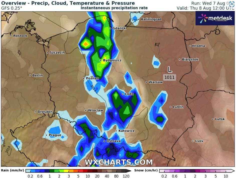 Burze dotrą do zachodniej części Polski w nocy ze środy na czwartek. Potem w ciągu dnia front atmosferyczny przesunie się ku centrum Burze dotrą do zachodniej części Polski w nocy ze środy na czwartek. Potem w ciągu dnia front atmosferyczny przesunie się ku centrum