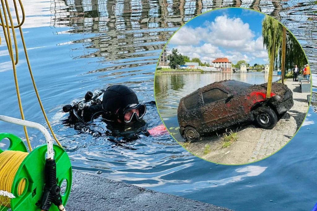 Niecodzienne odkrycie w rzece Elbląg. Policja szuka właścicieli samochodów Niecodzienne odkrycie w rzece Elbląg. Policja szuka właścicieli samochodów