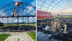 Świebodzice. Pożar hangaru na lotnisku. Spłonęły szybowce