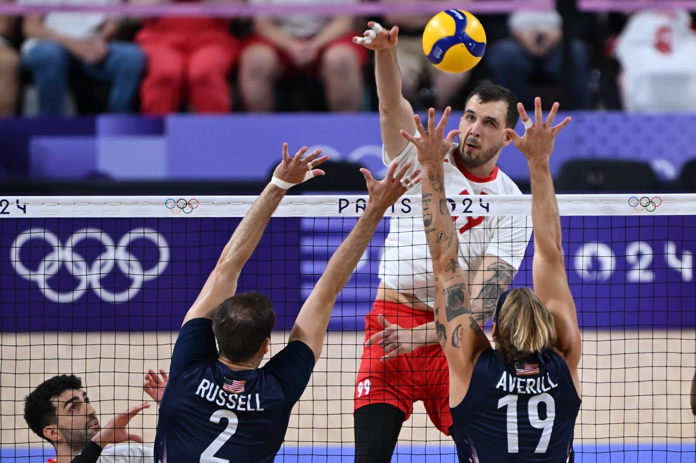 Norbert Huber atakuje w meczu Polska - USA