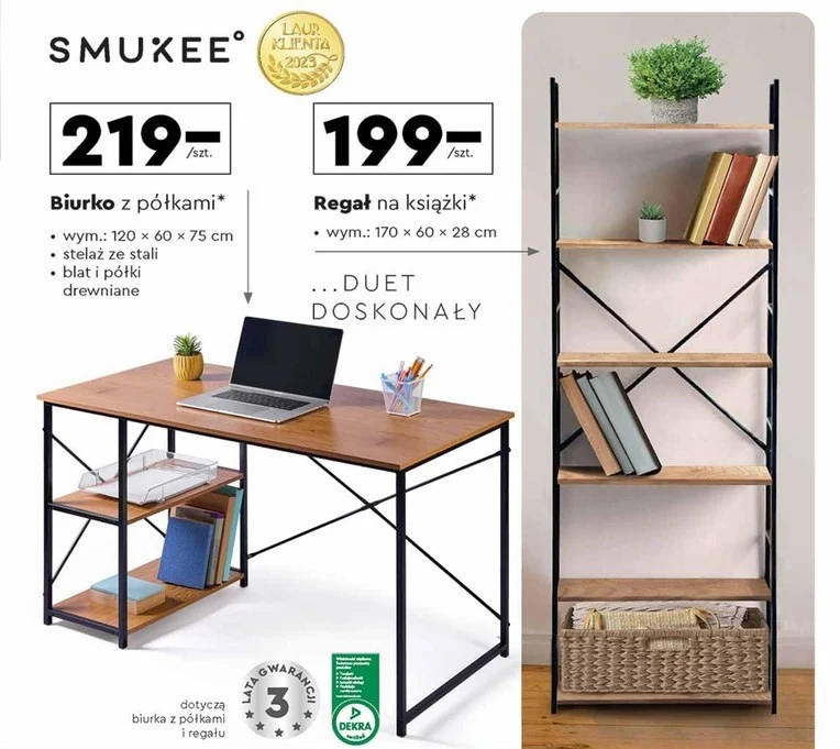 Biurko i regał w ofercie Biedronki 