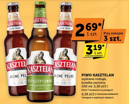 Kasztelan Piwo jasne niepasteryzowane 500 ml