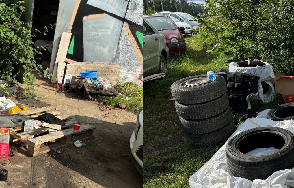 Nielegalny warsztat samochodowy w Sopocie. Źródło: Facebook @SM w Sopocie