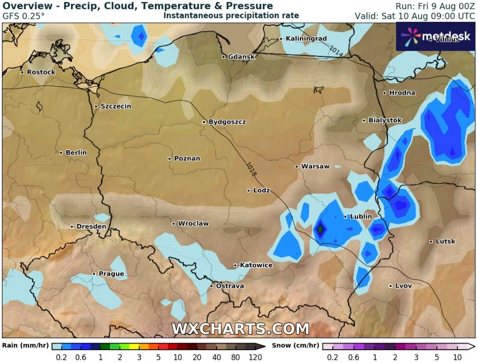 W sobotę przelotne opady deszczu mogą występować w całym kraju. Najmocniej popada na Pomorzu