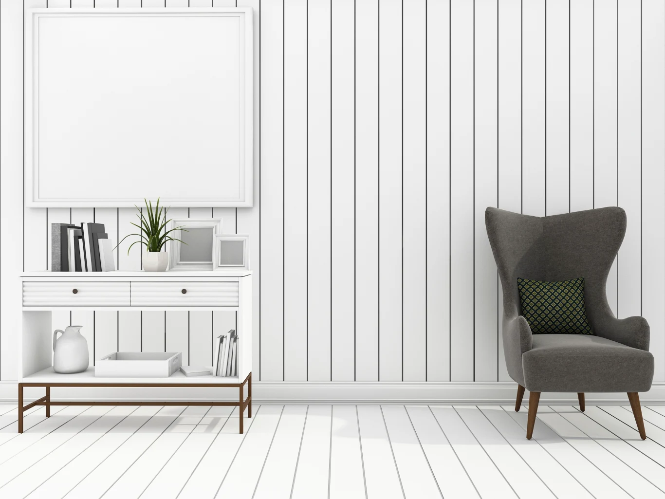 Boazerią warto przemalować na biało. 