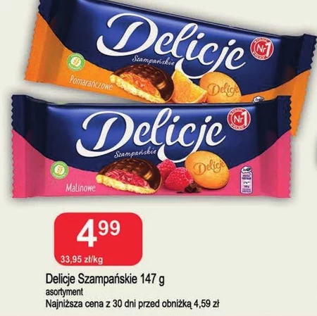 Delicje Szampańskie Biszkopty z galaretką pomarańczową oblewane czekoladą 147 g