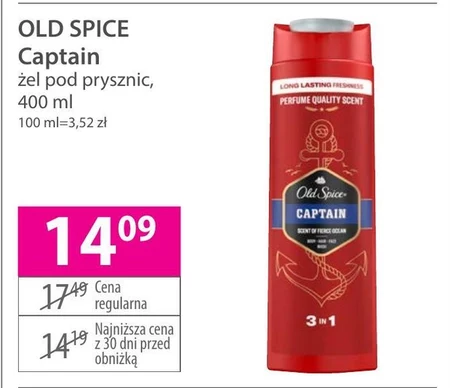 Old Spice Captain Żel Pod Prysznic I Szampon Dla Mężczyzn 400ml, 3W1, Długotrwała Świeżość