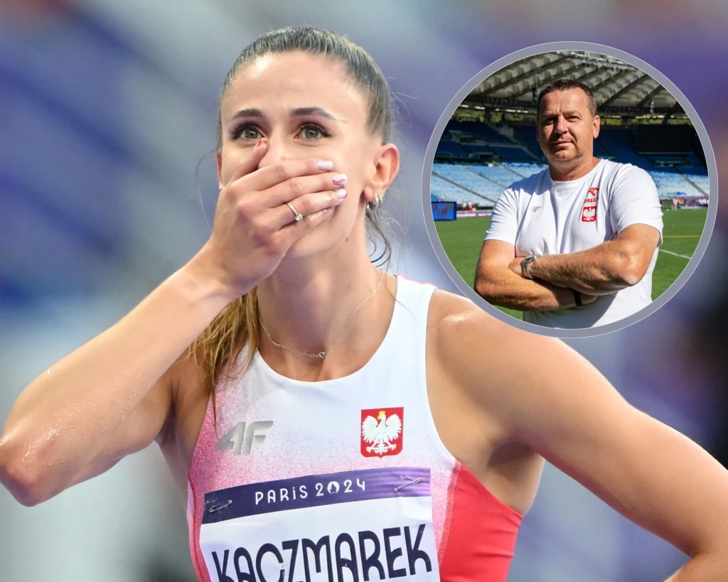 Natalia Kaczmarek i trener Marek Rożej (w ramce)