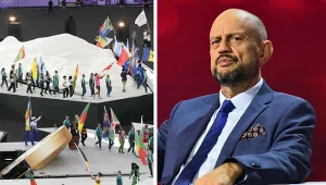 Jacek Laskowski (z prawej) skomentował ceremonię zamknięcia igrzysk olimpijskich w Paryżu