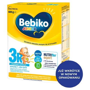 Bebiko Junior 3R Odżywcza formuła na bazie mleka dla dzieci powyżej 1. roku życia 600 g - 0