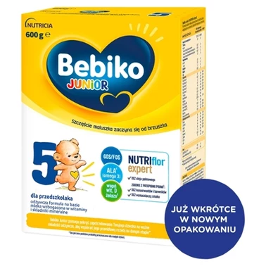 Bebiko Junior 5 Odżywcza formuła na bazie mleka dla przedszkolaka 600 g - 0