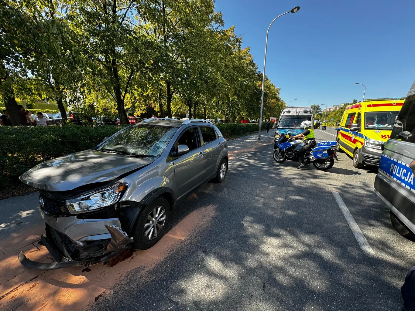 Samochód osobowy marki SsangYong, który spowodował wypadek