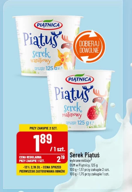 Piątnica Piątuś Serek waniliowy 125 g