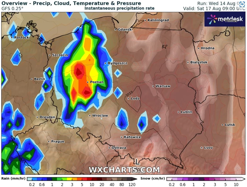 W sobotę alerty pogodowe obejmą prawie cały kraj. W wielu miejscach wystąpią burze i przelotne opady deszczu