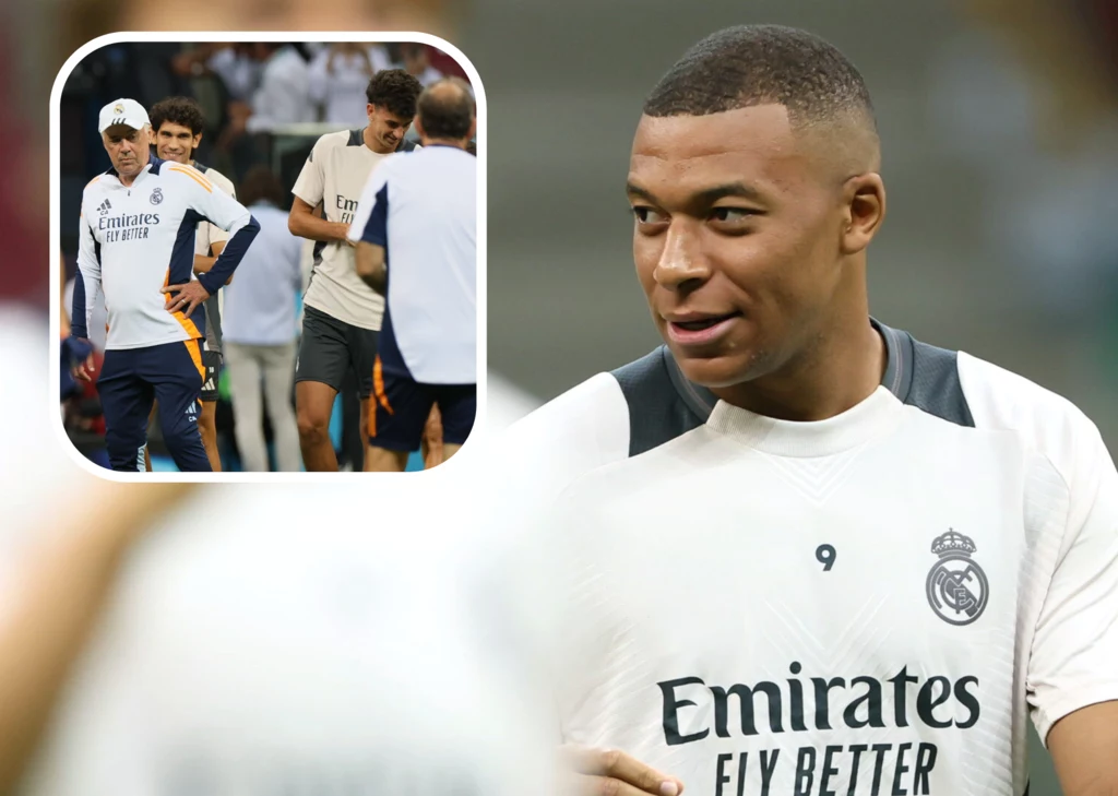 Kylian Mbappe na treningu Realu Madryt na murawie Stadionu Narodowego Kylian Mbappe na treningu Realu Madryt na murawie Stadionu Narodowego