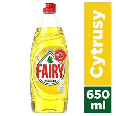 Fairy Extra+ Cytrusy Płyn do mycia naczyń. Szybkiego usuwania silnie przywierającego tłuszczu 650ml - 1